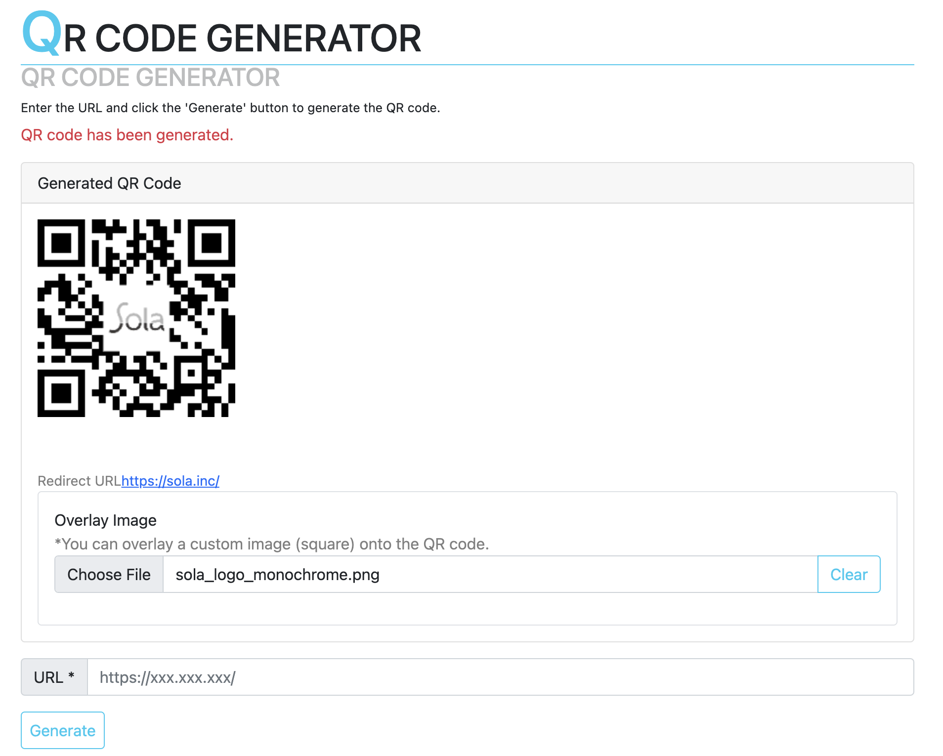 S-UTIL QR Code Generator tool interface, enabling users to create customizable QR codes with embedded images.